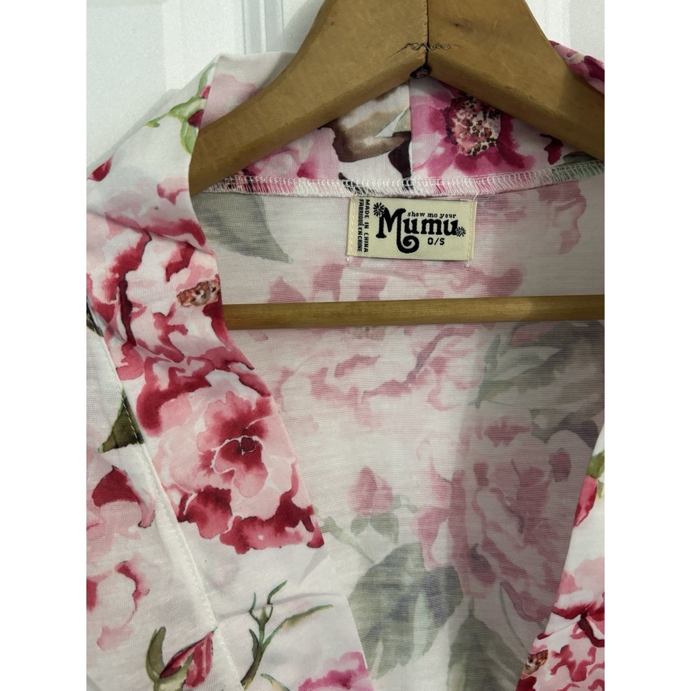 Show Me Your Mumu Women's Pink Floral Kimono Robe One Size Bridal Loungewear - Picture 2 of 6